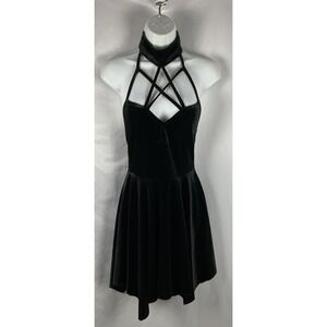 Widow Dolls Kill Women's Small Omen Velvet High Neck Pentagram Skater Dress Mini